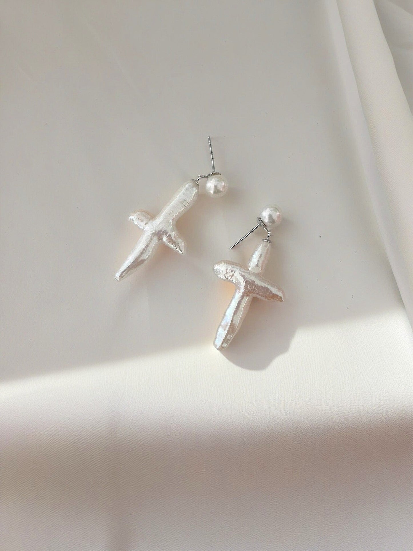 Pearl & Blessings Cross Earrings