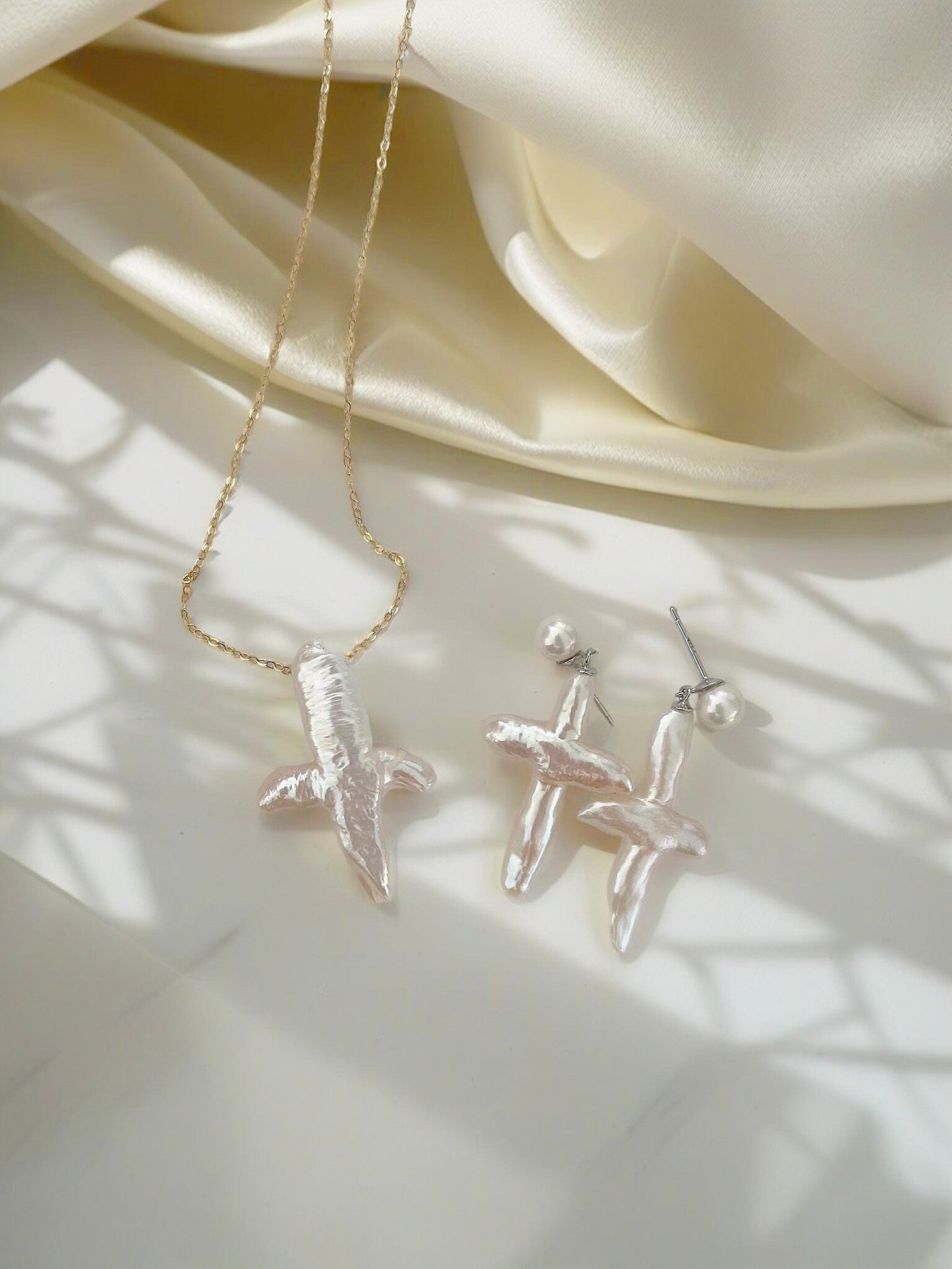 Pearl & Blessings Cross Earrings